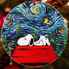 Dog House Vincent Van Gogh s Starry Night Parody Uv Print Acrylic Ornament Round by Modalart