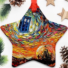 Tardis Starry Night Doctor Who Van Gogh Parody Star Ornament (two Sides) by Modalart