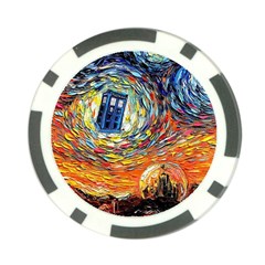 Tardis Starry Night Doctor Who Van Gogh Parody Poker Chip Card Guard by Modalart