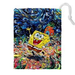 Art Cartoon Starry Night Van Gogh Drawstring Pouch (4xl) by Modalart