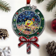 Art Cartoon Starry Night Van Gogh Metal X mas Lollipop With Crystal Ornament by Modalart