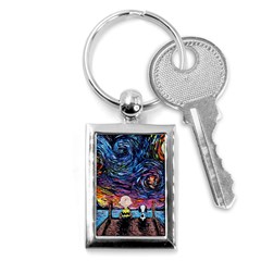 Cartoon Dog Vincent Van Gogh s Starry Night Parody Key Chain (rectangle) by Modalart