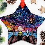 Cartoon Dog Vincent Van Gogh s Starry Night Parody Star Ornament (Two Sides) Back