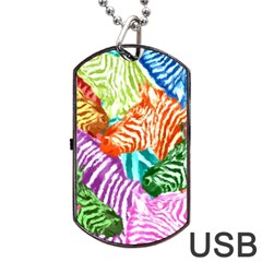 Zebra Colorful Abstract Collage Dog Tag Usb Flash (one Side) by Amaryn4rt