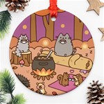 Pusheen Cute Fall The Cat Ornament (Round) Front