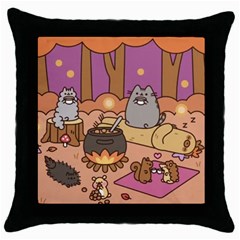 Pusheen Cute Fall The Cat Throw Pillow Case (black) by Modalart