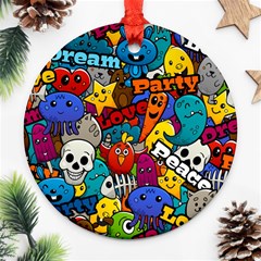 Graffiti Characters Seamless Pattern Ornament (round) by Bedest