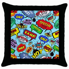 Comic Bubbles Seamless Pattern Throw Pillow Case (black) by Bedest