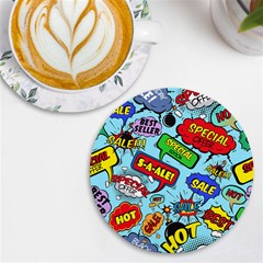 Comic Bubbles Seamless Pattern Uv Print Round Tile Coaster by Bedest