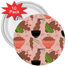 Japanese Street Food Soba Noodle In Bowl 3  Buttons (10 Pack)  by Pakjumat