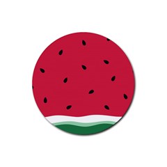 Minimalist Summer Watermelon Wallpaper Rubber Round Coaster (4 Pack) by Pakjumat