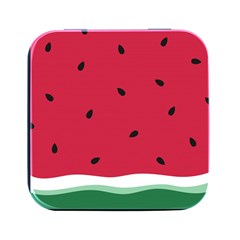 Minimalist Summer Watermelon Wallpaper Square Metal Box (black) by Pakjumat