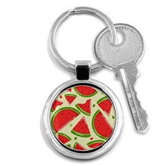 Cute Watermelon Seamless Pattern Key Chain (round) by Pakjumat