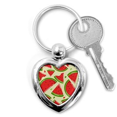 Cute Watermelon Seamless Pattern Key Chain (heart) by Pakjumat