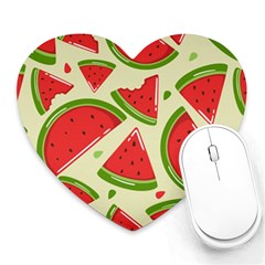 Cute Watermelon Seamless Pattern Heart Mousepad by Pakjumat