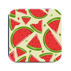 Cute Watermelon Seamless Pattern Square Metal Box (black) by Pakjumat