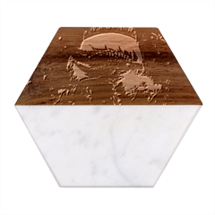 Dragon Fire Fantasy Art Marble Wood Coaster (hexagon)  by Maspions