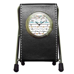 Decoration Element Style Pattern Pen Holder Desk Clock by Hannah976