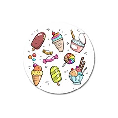 Doodle Cartoon Drawn Cone Food Magnet 3  (round) by Hannah976