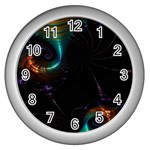 Fractal Transfer Metallic Black Wall Clock (Silver) Front