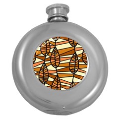 Autumn Leaf Mosaic Seamless Round Hip Flask (5 Oz) by Hannah976