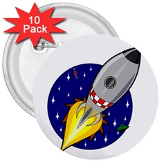 Rocket Ship Launch Vehicle Moon 3  Buttons (10 Pack)  by Sarkoni