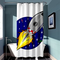 Rocket Ship Launch Vehicle Moon Shower Curtain 36  X 72  (stall)  by Sarkoni