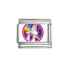 Badge Patch Pink Rainbow Rocket Italian Charm (9mm) by Sarkoni