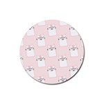 Pattern Pink Cute Sweet Fur Cats Rubber Coaster (Round) Front