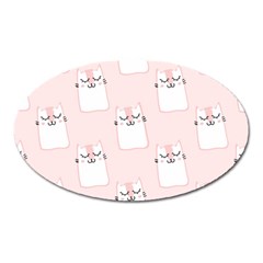 Pattern Pink Cute Sweet Fur Cats Oval Magnet by Sarkoni