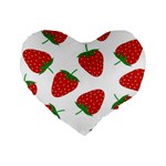 Seamless Pattern Fresh Strawberry Standard 16  Premium Flano Heart Shape Cushions Front