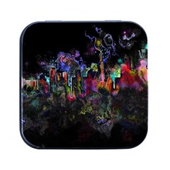 Grunge Paint Splatter Splash Ink Square Metal Box (black) by Grandong