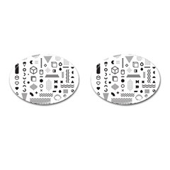 Pattern Hipster Abstract Form Geometric Line Variety Shapes Polkadots Fashion Style Seamless Cufflinks (oval) by Grandong