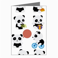 Playing Pandas Cartoons Greeting Cards (pkg Of 8) by Apen