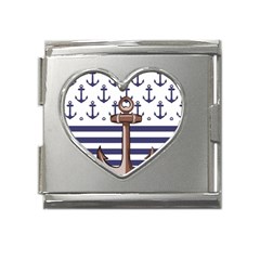 Anchor Background Design Mega Link Heart Italian Charm (18mm) by Apen