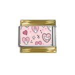 Cartoon Cute Valentines Day Doodle Heart Love Flower Seamless Pattern Vector Gold Trim Italian Charm (9mm) Front