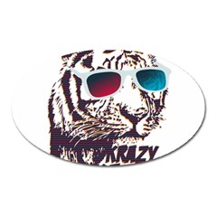 Krazy Katz 3d Tiger Roar Animal Oval Magnet by Sarkoni