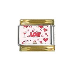 Hand Drawn Valentines Day Element Collection Gold Trim Italian Charm (9mm) by Bedest