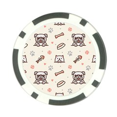 Pug Dog Cat With Bone Fish Bones Paw Prints Ball Seamless Pattern Vector Background Poker Chip Card Guard by Bedest