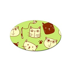 Cute Hand Drawn Cat Seamless Pattern Sticker (oval) by Bedest