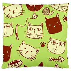 Cute Hand Drawn Cat Seamless Pattern Large Cushion Case (one Side) by Bedest