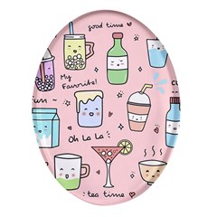 Drink Cocktail Doodle Coffee Oval Glass Fridge Magnet (4 Pack) by Apen