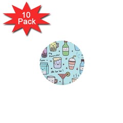 Drinks Cocktails Doodle Coffee 1  Mini Buttons (10 Pack)  by Apen