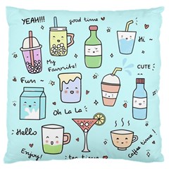 Drinks Cocktails Doodle Coffee Standard Premium Plush Fleece Cushion Case (two Sides) by Apen