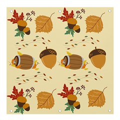 Leaves Foliage Acorns Barrel Banner And Sign 4  X 4  by Apen