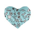 June Doodle Tropical Beach Sand Standard 16  Premium Flano Heart Shape Cushions Front