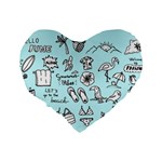 June Doodle Tropical Beach Sand Standard 16  Premium Flano Heart Shape Cushions Back