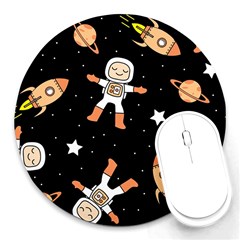 Astronaut Space Rockets Spaceman Round Mousepad by Ravend