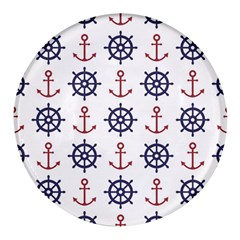 Nautical Seamless Pattern Round Glass Fridge Magnet (4 Pack) by Grandong