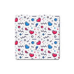 Hearts Seamless Pattern Memphis Style Square Magnet by Grandong